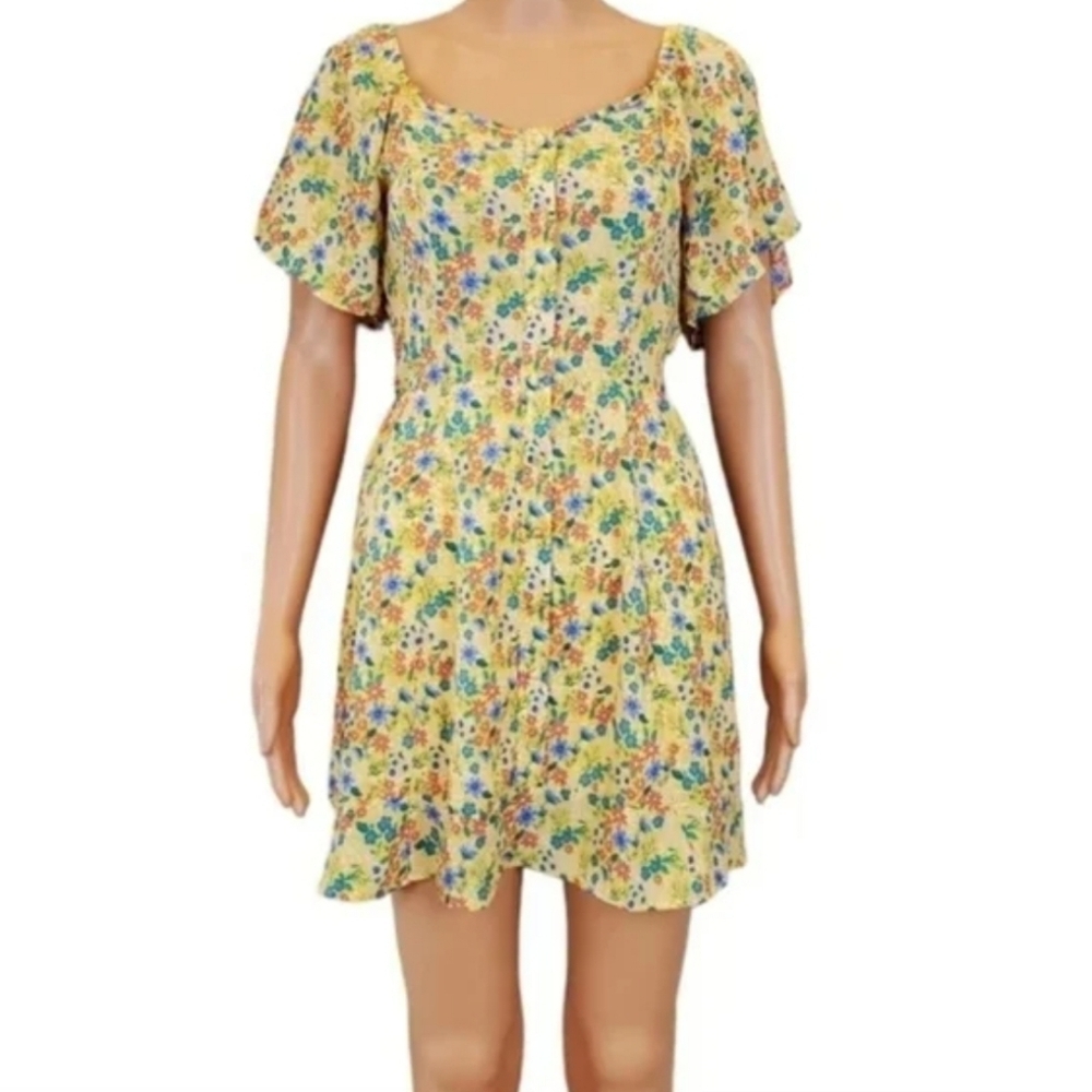 Sienna SKY short sleeve yellow floral mini Dress